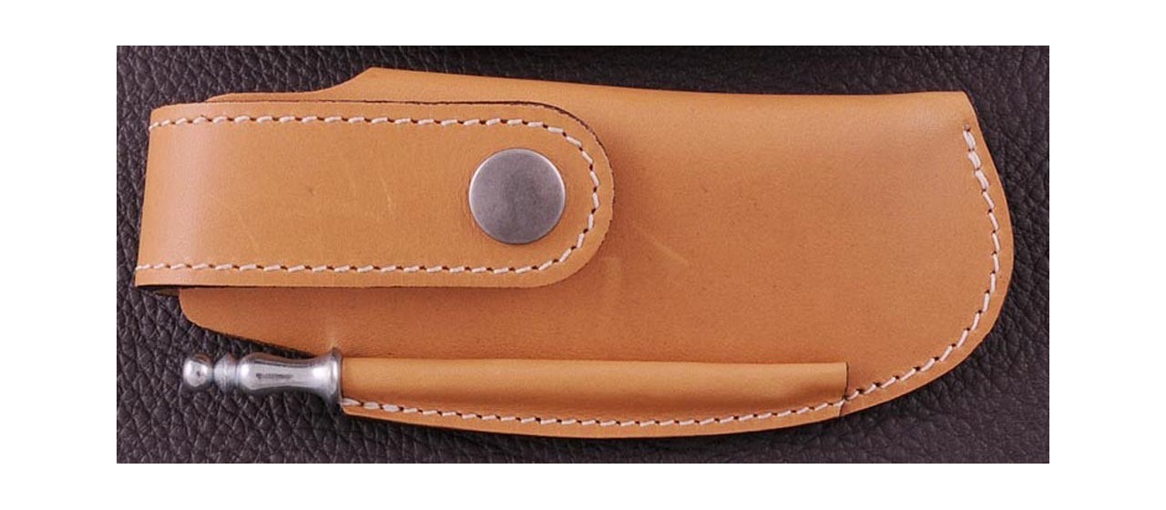 Belt leather sheath tawny & sharpener