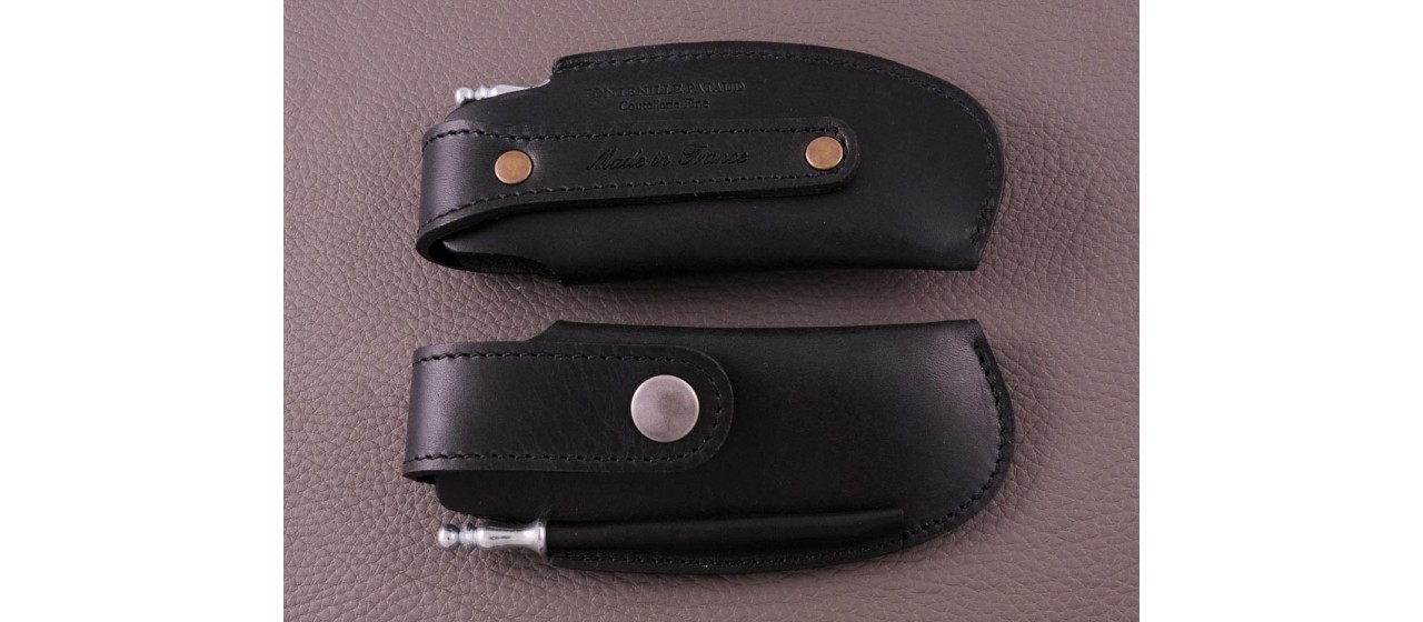 Belt leather sheath black & sharpener