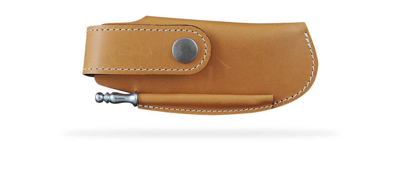 Belt leather sheath tawny & sharpener