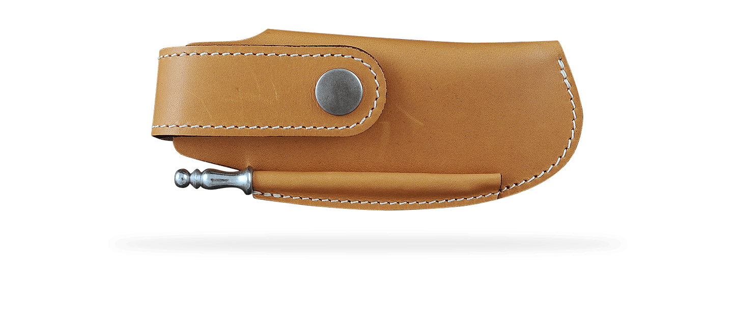 Belt leather sheath tawny & sharpener