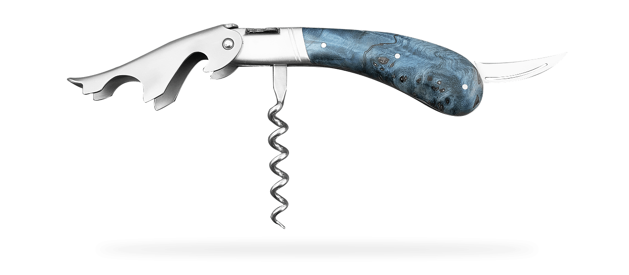 Laguiole Magnum Corkscrew Blue Stained poplar burl