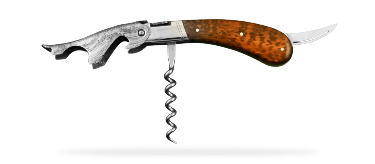 Damascus Laguiole corkscrew handmade in France amourette