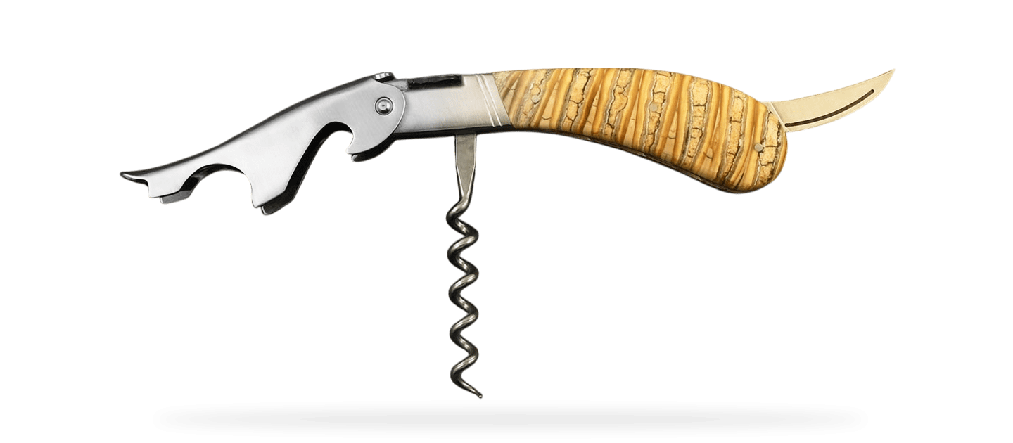 Laguiole Magnum "Guilloché" Beige Molar tooth of mammoth